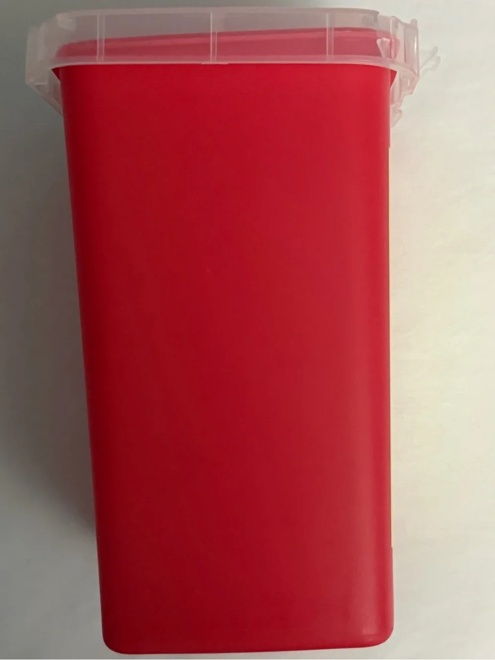 Red Clinical Sharps Container with Biohazard Label Medical Safety Disposable Can